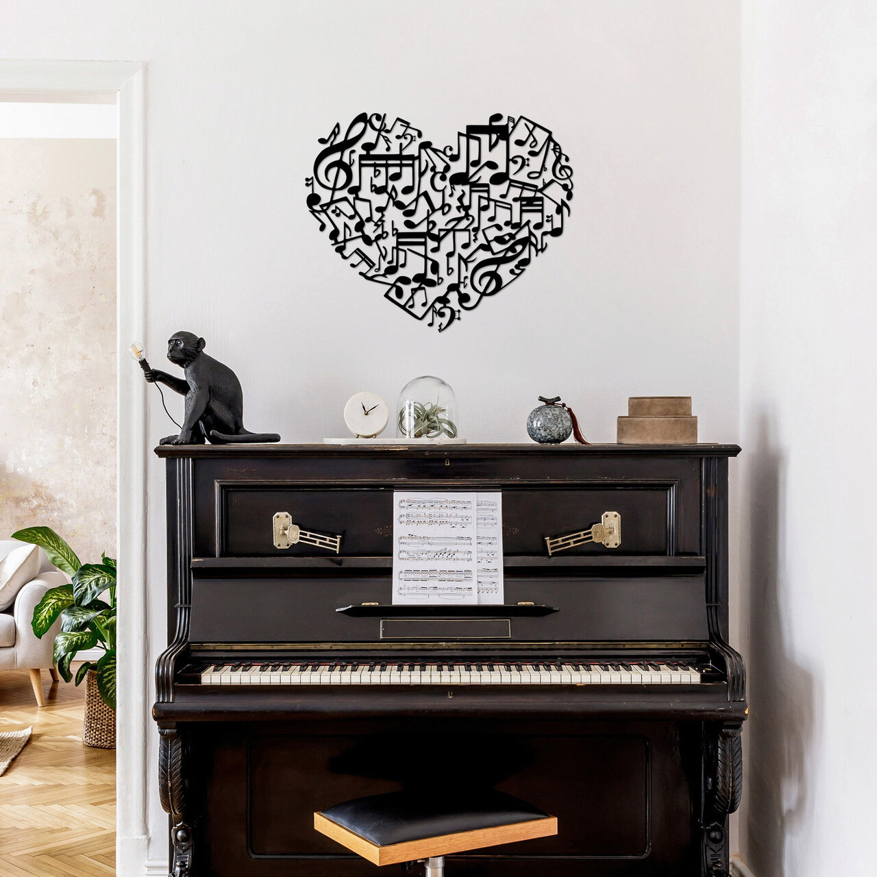 Decoratiune de perete, Musical Love, Dimensiune: 57 x 70 cm, Negru - imagine 6